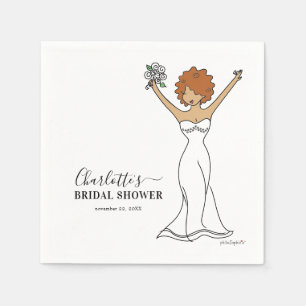 Customisable Avatar Bridal Shower   Curly Hair Napkin
