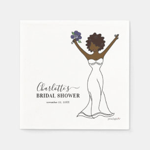 Customisable Avatar Bridal Shower   Curly Hair Napkin