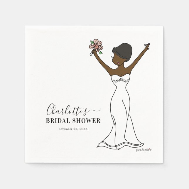 Customisable Avatar Bridal Shower | Short Hair Napkin (Front)