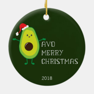 Customisable Avo Merry Christmas Ceramic Ornament