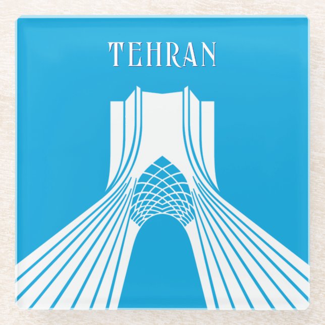 Customisable Azadi Tower Modern Magnet Glass Coaster (Front)