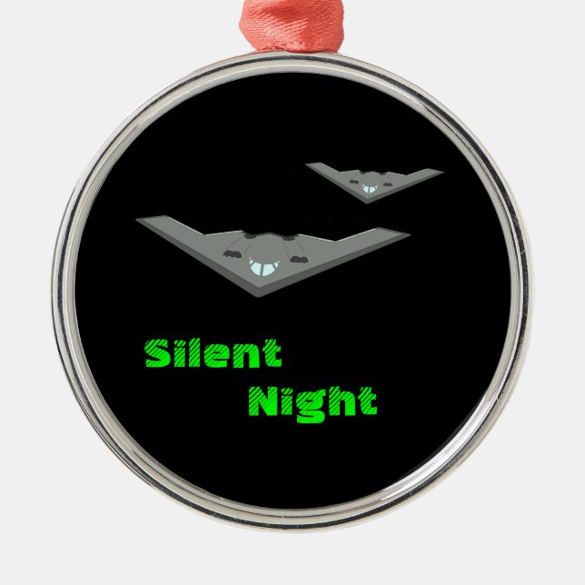 Customisable B2 Stealth Bomber Flying Silent Night Metal Ornament (Front)