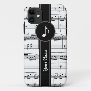 customisable b&w music notes iPhone 11 case