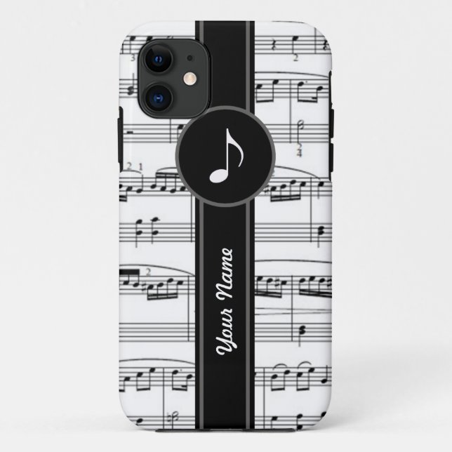 customisable b&w music notes Case-Mate iPhone case (Back)