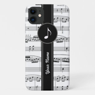 customisable b&w music notes iPhone 11 case