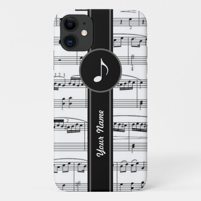 customisable b&w music notes Case-Mate iPhone case (Back)