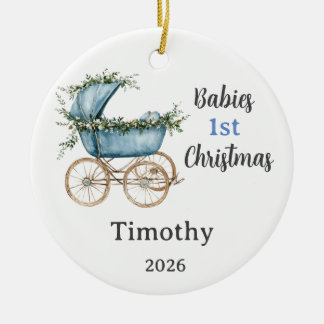 Customisable Babies 1st Christmas for Boy Ceramic Ornament