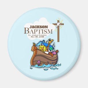 Customisable, Baby Boy Baptism Noah's Ark Magnet