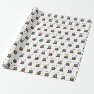 Customisable, Baby Boy Baptism Noah's Ark Wrapping Paper