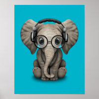 Customisable Baby Elephant Dj with Headphones