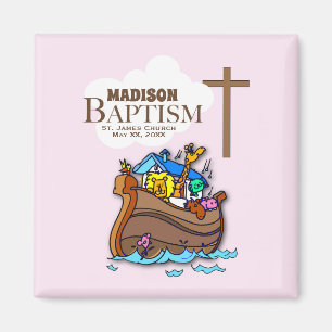 Customisable, Baby Girl Baptism Noah's Ark Magnet