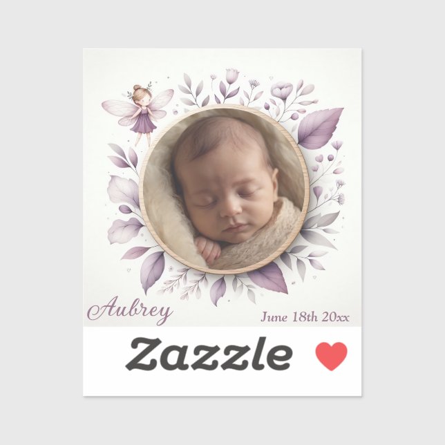 Customisable Baby Photo Sticker with Fairy Frame (Sheet)