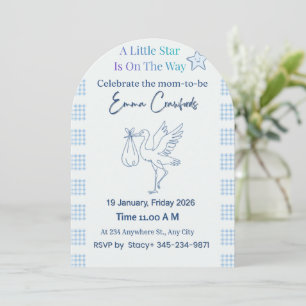 Customisable baby shower card elegant baby boy