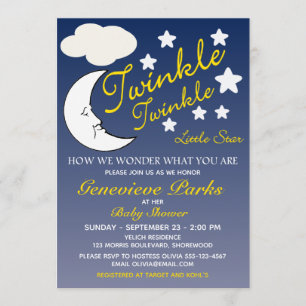 Customisable Baby Shower Twinkle Star Invitation