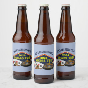 Customisable Bachelor Party Las Vegas Trip Casino Beer Bottle Label