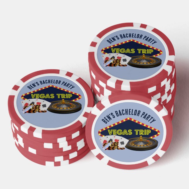 Customisable Bachelor Party Las Vegas Trip Casino Poker Chips (Stack)