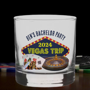 Customisable Bachelor Party Las Vegas Trip Casino Whiskey Glass