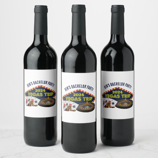 Customisable Bachelor Party Las Vegas Trip Casino Wine Label (Bottles)
