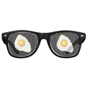 Customisable background black colour - Fried egg Retro Sunglasses