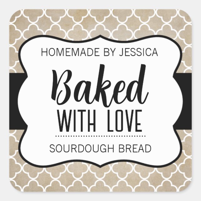 Customisable Baked with Love Label HM012sqv1 (Front)