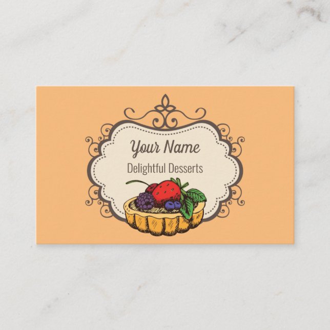 Customisable baker pastry chef peach business card (Front)