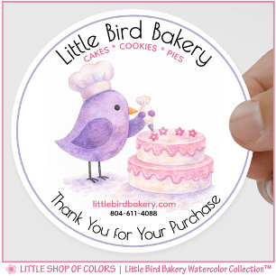 Customisable Bakery Bake Shop Watercolor Thank You Classic Round Sticker