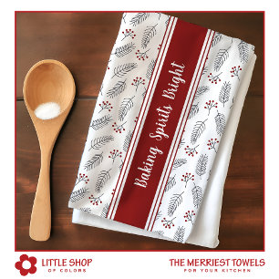 Customisable Baking Spirits Bright Christmas Tea Towel