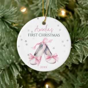 Customisable Ballerina Baby Girl 1st Christmas Ceramic Ornament