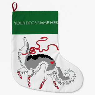 Customisable Ballet Borzoi Christmas Stocking
