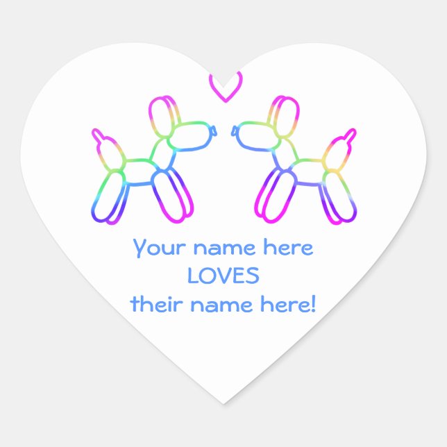 Customisable Balloon Dogs Heart Sticker (Front)