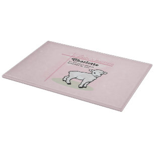 Customisable, Baptism, Pink, Girl, Lamb Cutting Board