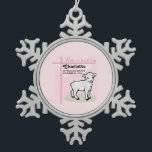 Customisable, Baptism, Pink, Girl, Lamb Snowflake Pewter Christmas Ornament<br><div class="desc">Celebrate a baby’s baptism with this pink gift,  souvenir,  giveaway and party essentials. It has a baby sheep,  cute and perfect to give your best wishes to a baby girl on her baptism.</div>