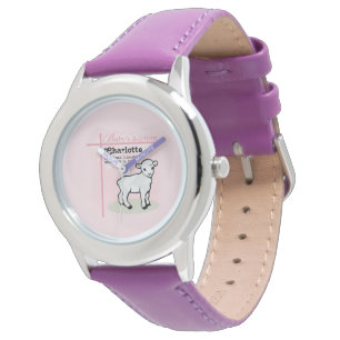 Customisable, Baptism, Pink, Girl, Lamb Watch