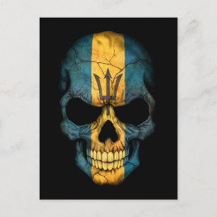 Customisable Barbados Flag Skull Postcard