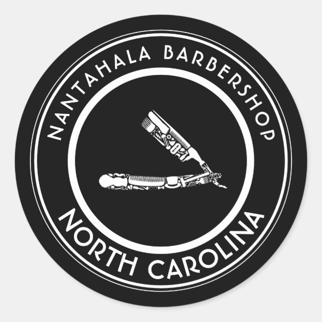 customisable barbershop razor icons classic round  classic round sticker (Front)