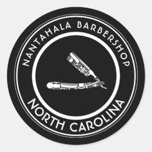 customisable barbershop razor icons classic round  classic round sticker