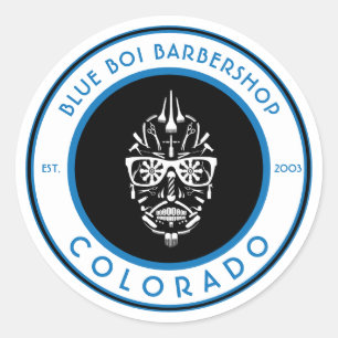 customisable barbershop sugar skull icons classic  round sticker
