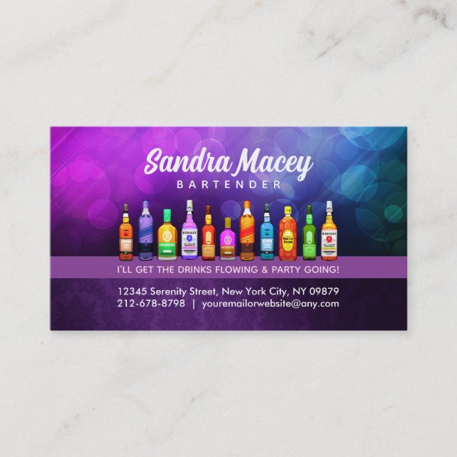 Customisable Bartender Business Cards (Front)