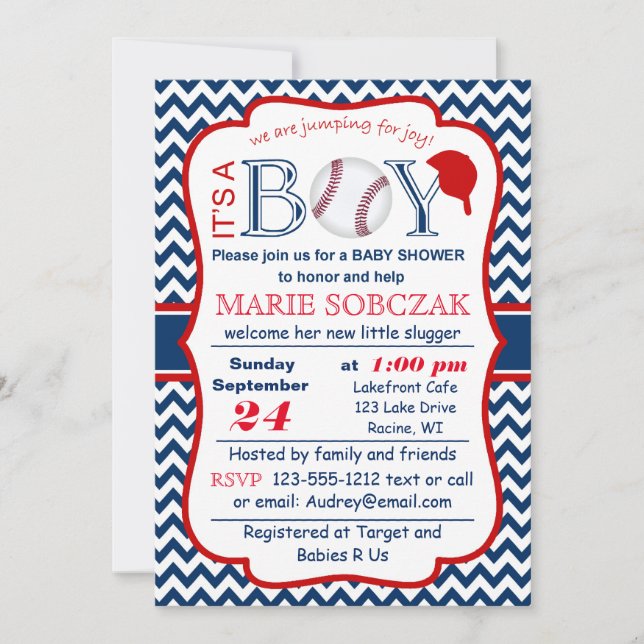 Customisable Baseball Baby Shower Invitation (Front)