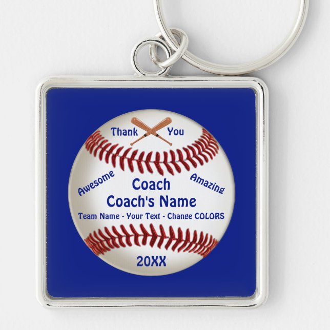 Customisable, Baseball Coach Thank You, Baseball Key Ring (Front)