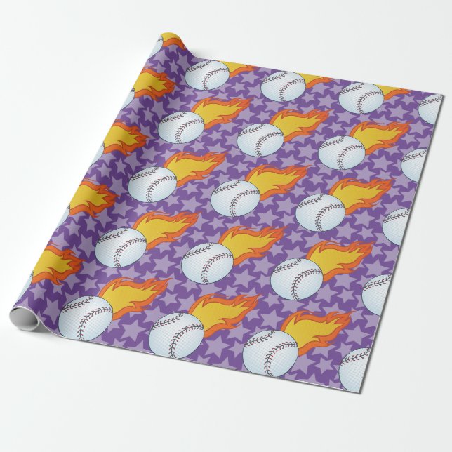 Customisable Baseball or Softball Wrapping Paper (Unrolled)