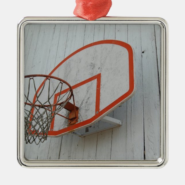 Customisable Basketball Hoop Design Metal Ornament (Front)
