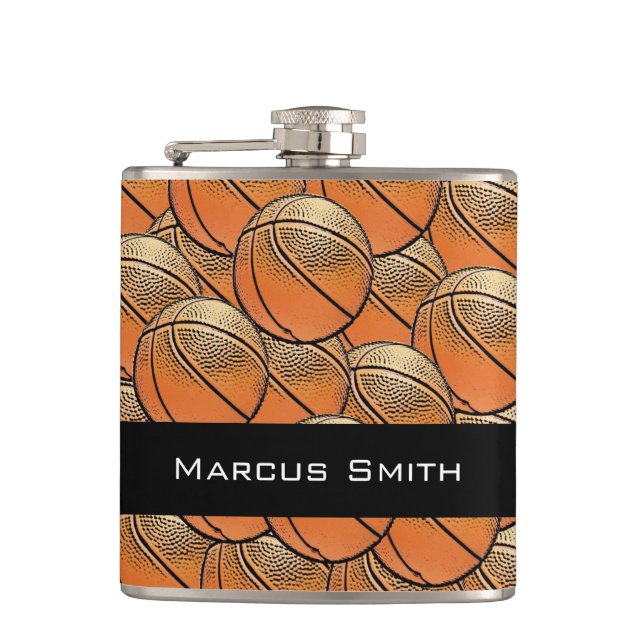 Customisable basketball pattern flask (Front)