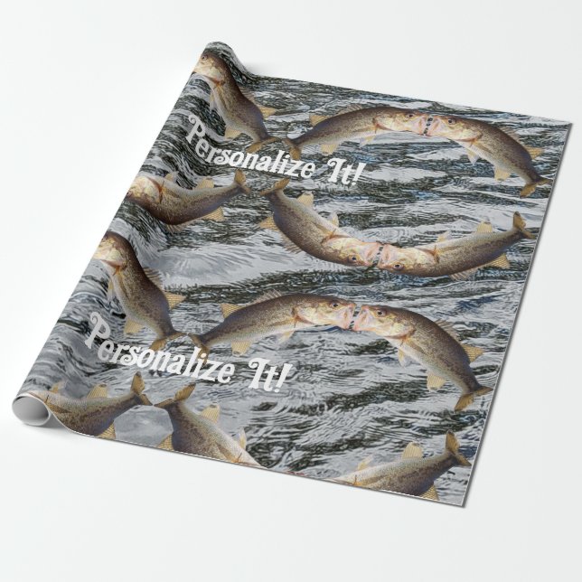Customisable Bass Kissing Fish Wrapping Paper (Unrolled)