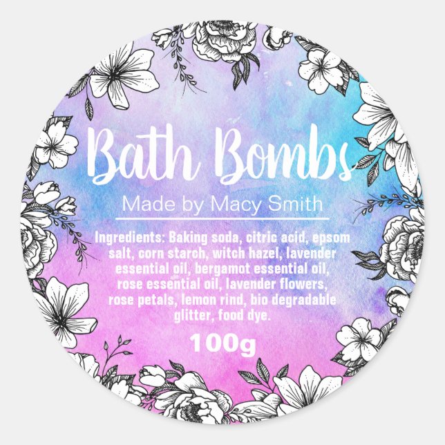 Customisable Bath Bomb Label (Front)