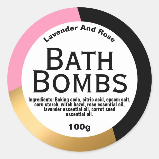 Customisable Bath Bomb Label (Front)