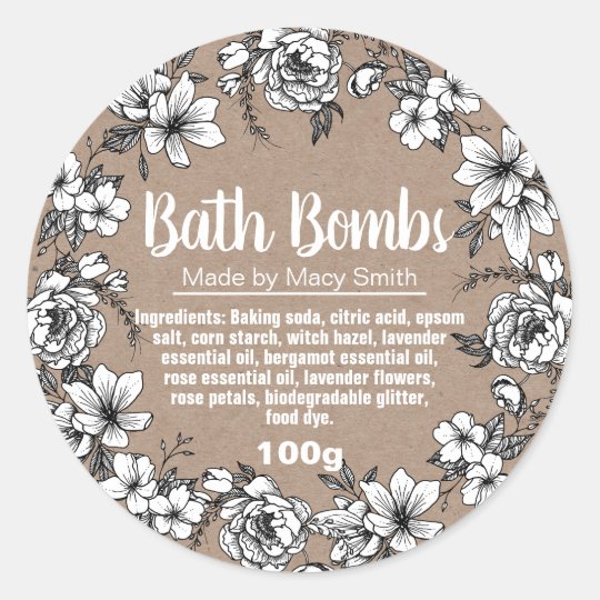 Customisable Bath Bomb Label Au 