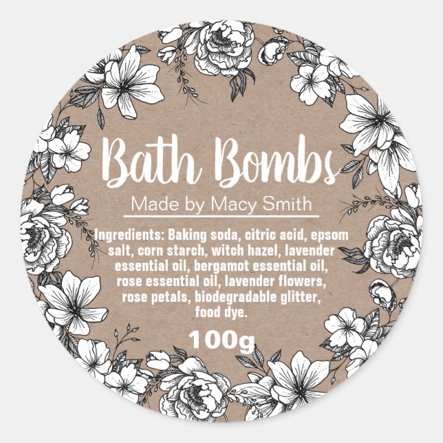 Customisable Bath Bomb Label (Front)