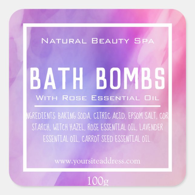 Customisable Bath Bomb Label (Front)