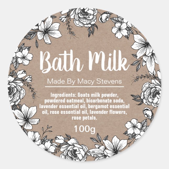 Customisable Bath Milk Label (Front)